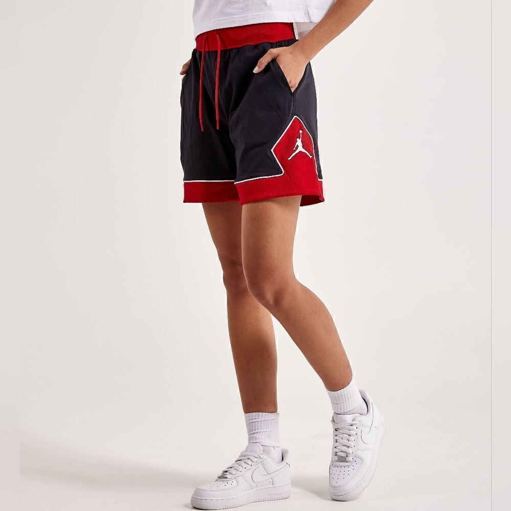 Air Jordan 1 3 4 Diamond Shorts Bred Bulls Women's M Black Red DZ3352-010 New